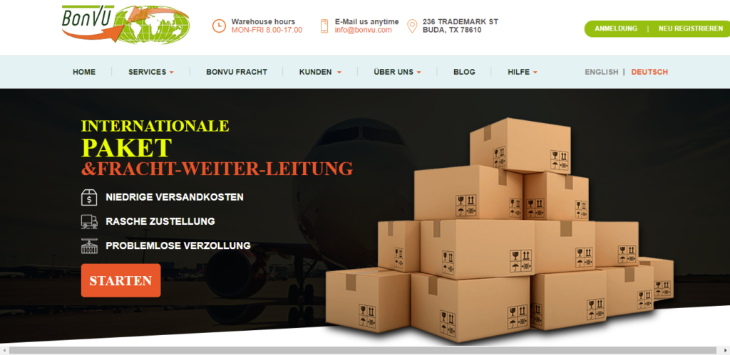 BonVU internationale Paketweiterleitung