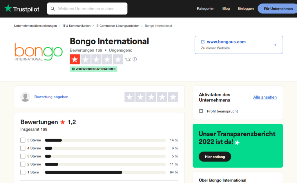 Bewertungen zu Bongo International